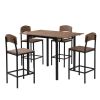 TOPMAX Farmhouse 5-piece Counter Height Drop Leaf Dining Table Set with Dining Chairs for 4,Black Frame+Brown Tabletop