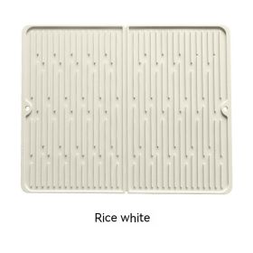 Foldable Thickened Heat Insulation Non-slip Silicone Draining Pad (Option: Ivory White-50x 40 Double Folding)