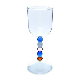 Fashion Bead Goblet Heat-resistant Glass Wine Glass (Option: Color)
